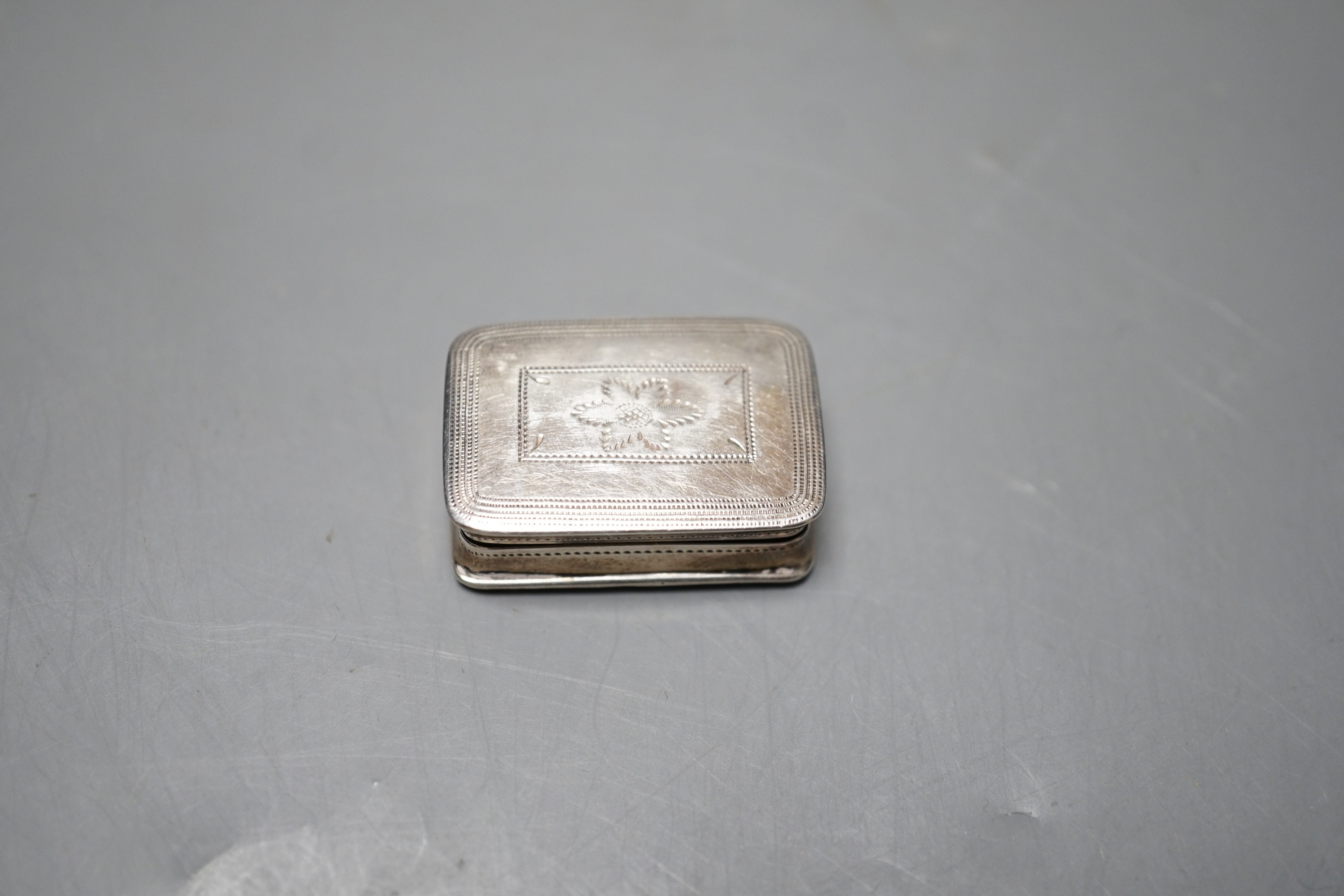 A George IV silver rectangular vinaigrette, Joseph Wilmore, Birmingham, 1827, 31mm.